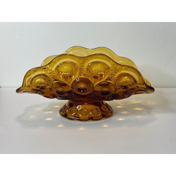 Amber Banana Boat L.E. Smith Moon and Star | Glass MCM Mid Century Kitchen Decor - Picture 2 of 7